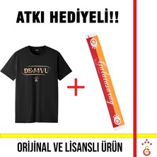Galatasaray Lisanslı 2026 Şampiyuk Dejavu Siyah T-Shirt ve El Yazılı Atkı