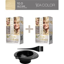 Sea Color 2'li Paket Home Colorist Set Saç Boyası 10.0 Işıltılı Sarı, Boya Tası ve Fırça Hediye!