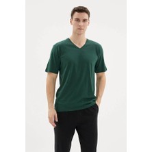Kly Pijama Kly 26407 Erkek %100 Pamuklu V Yaka Yarım Kollu Büyük Beden Pijama Takım
