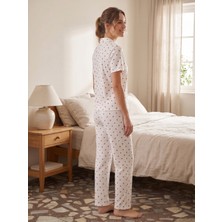 Sleeproom Yazlık Düğmeli Waffle Kumaş Çilek Desen Kısa Kol Pijama Takımı