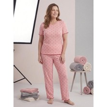 Sleeproom Sıfır Yaka Pointel Puantiye Desenli Kısa Kol Kadın Pijama Takımı