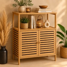 Begin Power Bambu Çok Amaçlı Dolap Raflı Ahşap Banyo Dolabı Mutfak Düzenleyici Balkon Saklama Ünitesi