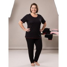 Sleeproom Sıfır Yaka Pointel Kalp Desenli Kısa Kol Kadın Pijama Takımı
