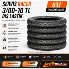 Servis Racer 3.00-10 Tl Motosiklet Dış Lastiği 5 Adet Ekonomik Paket Tubeless Scooter Lastiği