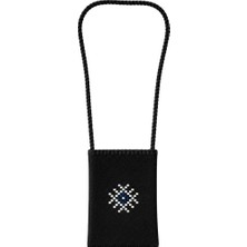 Hakiki Karacakılavuz Dimi Dokuması Ayva Göbeği Motifli Haki Telefon Çantası 17 x 13 cm