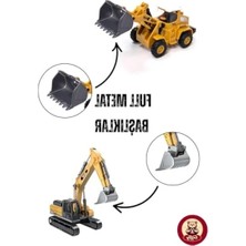 Aesco Metal Başlıklı Iş Makinaları Seti - 4'ü 1 Arada, 1:70 Ölçek, Gerçekçi Tasarım