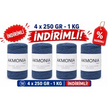 Akmonia Premium Koton Pamuk Makrome Ipi Jeans 250 gr x 4 = 1000GR  2mm Cotton Zincir Makrome Çanta Ipi Supla Ipi