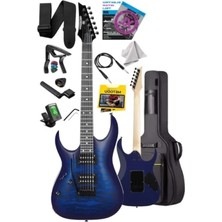 Aesco Yüksek Kaliteli Elektro Gitar - Blue Rosewood Klavye ve Hh Manyetik