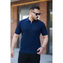 Deluxe Takı ve Giyim Erkek Fermuarlı Yakalı Kısa Kollu Tshirt