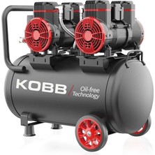 Kobb KBK50S2 50 Lt Çift Motorlu Yağsız Sessiz Taşınabilir Hava Kompresörü  4.0hp - 8bar