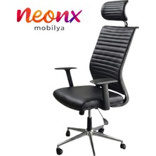 Neonx|spring Pro Başlıklı Deri ve Metal Ayaklı Çalışma Sandalyesi Ultra Lüx