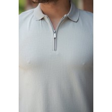 Deluxe Takı ve Giyim Erkek Fermuarlı Yaka Kısa Kollu Tişört