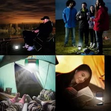 Aesco Güneş Enerjili Akordiyon Kamp Lambası ve Powerbank