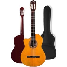 Aesco 4/4 Kesik Kasa Klasik Gitar Seti - Çanta, Askı, Tuner, Metod ve Pena Dahil