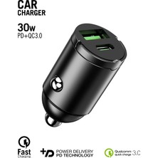 INTOUCH30W Pd + Qc 3.0 Hızlı Araç Şarjı Siyah