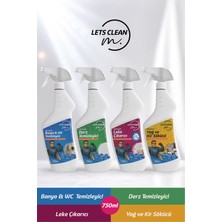 letsClean Pro Ev Temizlik Seti Leke, Banyo, Derz ve Yağ Çözücü 4X750 ml