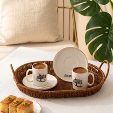 Porsima 1199 12 Parça Yaldızlı Porselen Türk Kahve Fincan Takımı - Istanbul Kahve Fincan Seti - 100ML