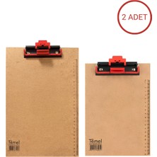 Temel A4 ve A5 Ahşap Sekreterlik Otomatik Mekanizmalı Kalem Tutma Aparatlı 2li Set