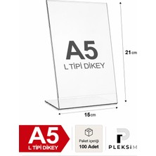 Ulusoypleksi A5 L Tipi Dikey 21X15 cm Şeffaf Masaüstü Pleksi Föylük Resimlik Stand Üstü Sergileme Etiketlik Fiyatlik 100 Adet