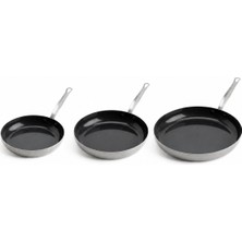 Greenpan x Mauviel 3-Ply Paslanmaz Çelik 3’lü Tava Seti 20-24-28 cm Thermolon Seramik Yüzey
