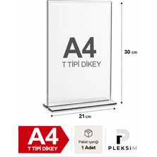 Ulusoypleksi A4 T Tipi Dikey 21X30 cm Şeffaf Pleksi Föylük Resimlik Stand Üstü Sergileme Etiketlik Fiyatlik 1 Adet