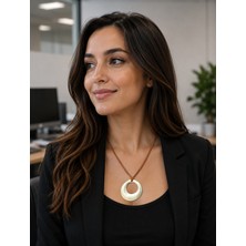 Vintage Takı Kahverengi Süet Ipli Silver Göbeklitepe Antik Ortaçağ Tarzı Modern Oval Trend Kolye