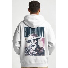 Sevbano Bad Bunny Rapper Şarkıcı Sırt Baskılı Unisex Oversize Penye Hoodie