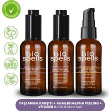 Bio Spells Yaşlanma Karşıtı + Aha&bha&pha Peeling + Vitamin C Cilt Bakım Serumu