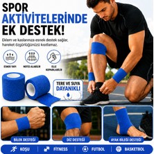 Nutrabella Sporcu Bandajı Kendinden Yapışan Elastik Coban Bandaj 5 cm x 4,5 m 2'li Paket MAVİ Renk