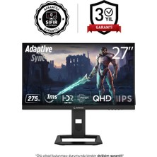 Rampage Slice  SL27F275Q 27 275Hz 1ms Fast IPS QHD HDR400 Pivot Siyah Flat Oyuncu Monitörü