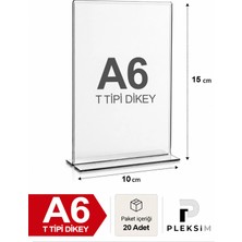 Ulusoypleksi A6 T Tipi Dikey 10,5X15 cm Şeffaf Pleksi Föylük Resimlik Stand Üstü Sergileme Etiketlik Fiyatlik 20 Adet