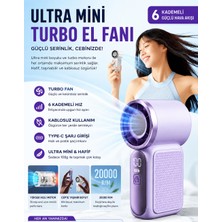 Qstar Taşınabilir Şarjlı Ultra Mini Turbo Fan - Mini El Vantilatörü Turbo Üflemeli 6 Kademeli Fan