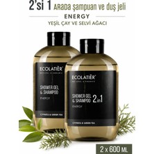 2li Set Erkek Saç ve Vücut Şampuanı 2'si 1 Arada Enerji, Antistres %97 Doğal, 600 ml x 2