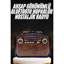 MiraLive Nostaljik Görünümlü Ahşap Radyo Tf Sd USB Girişli LED Fener Işıklı