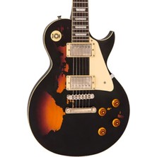 Vintage V100 Icon Elektro Gitar - Distressed Black Over Sunburst