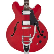 Vintage VSA500B Reissued Semi Hollow Elektro Gitar - Cherry Red (W/bigsby)