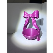 Filamel 6'lı Set Fiyonk Tasarımlı Mini Sunumluk - Kahve Yanı Lokumluk, Çikolata ve Draje Kasesi (Ipeksi Pembe)