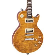 Vintage V100 Reissued Elektro Gitar - Flamed Amber