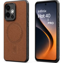Teknosepetim Infinix Hot 40 Hot 40I HOT40 Pro Hot 50 HOT50I HOT60I Ile Uyumlu Kılıf Magsafe Ile Uyumlu Deri Dokulu Premium Yüzey Yükseltimiş Kamera Korumalı Kılıf