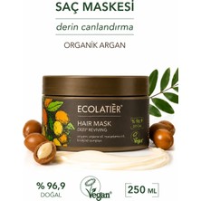 ECOLATIER Derin Canlandırıcı Saç Maskesi Organik Argan, Doğal Içerik Güçlendirici Onarıcı Parlatıcı Etki Zayıflamış Saçlar Için 250 ml
