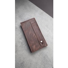 Rubicon Hakiki Deri Telefon Bölmeli Cüzdan - Uzun Cüzdan - Mıknatıslı ve El Bantlı - Unisex - Çanta Tip - 16,3 x 9 cm