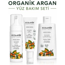 ECOLATIER Özel 3’lü Cilt Bakım Seti: Yüz Temizleme Köpüğü + Yüz Toniği + Yüz Bakım Kremi Organik Argan