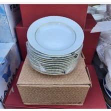 Altijara Yemek Takımı Sedef Yaldızlı Porselen  12 Kişilik 22CM Yemek Takımı Tabak