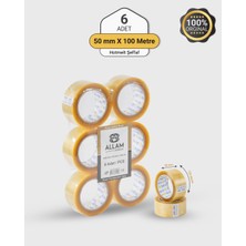 6 Adet Hotmelt Şeffaf Koli Bandı 50MM x 100MT Güçlü Yapışkan