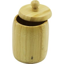 No-8 Ahşap - Bambu Şekerlik Kapaklı Çap: 7.5cm Derinlik: 8.5cm