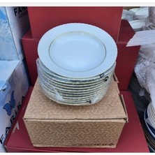 Altijara Yemek Takımı Sedef Yaldızlı  Porselen 12 Kişilik 19CM Yemek Takımı Tabak