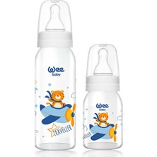 Wee Baby Klasik Cam Biberon Seti 250-125 ml Silikon Emzik Ucu ile Yavaş Akış Hızı