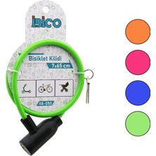 Anahtarlı Eko - Ince Plastik Kafa Bisiklet Kilit Çelik Tel Renkli Kılıf 7MMX65CM