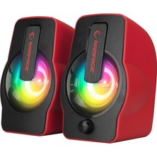 Kırmızı - Rgb Işıklı 1+1 Hoparlör Speakaer Set USB Kablo 2.0 Multimedya - 6W