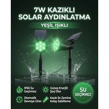 AC Aydınlatma 7W Kazıklı Solar Bahçe Aydınlatması Yeşil Işıklı | IP65 Su Geçirmez | Güneş Enerjili Çim Lambası | Otomatik